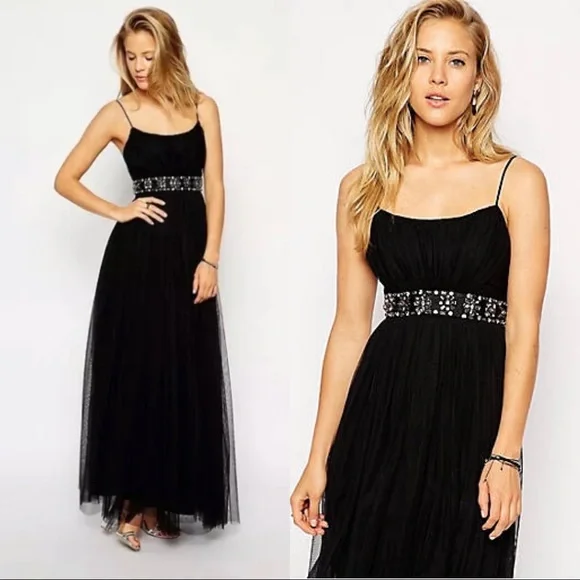 Needle & Thread | Dresses | Needle Thread Tulle Ballet Maxi Prom Dress 4  Black Jeweled Waist Nwt | Poshmark